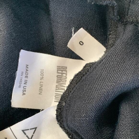 Reformation Women Wide Leg Pants 0 Blue Navy Inkwell linen Lace Up Crop Ankle 24 - Picture 7 of 10